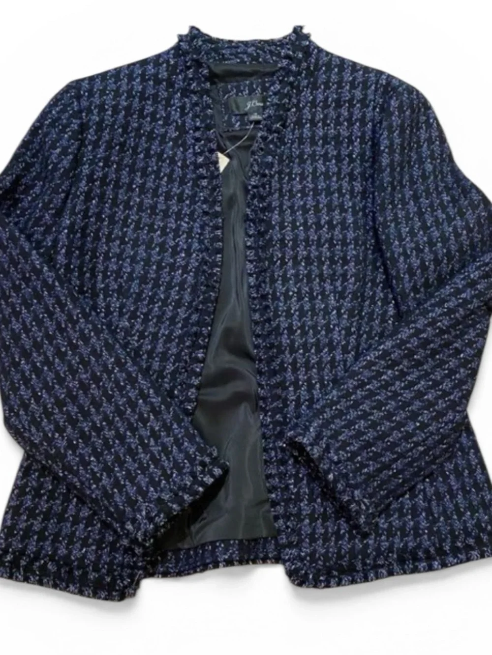 J. Crew Going-out Blazer In Metallic Midnight Houndstooth Print Navy Size 0 NWT
